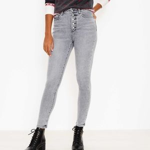 LOFT Button Front High Rise Skinny Jeans In Light Vapor Grey